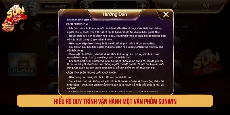 Quy trình vận hành một ván Phỏm Sunwin cho người mới